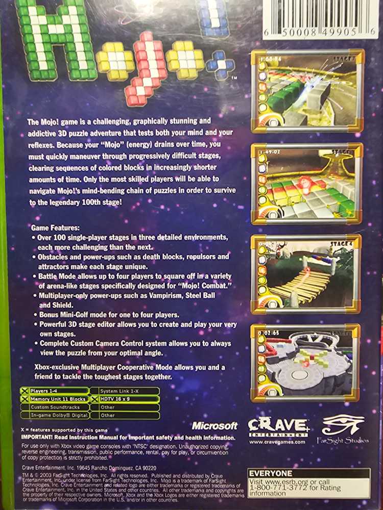 Mojo! - Microsoft Xbox (Crave Entertainment - 1-4) video game collectible [Barcode 650008499056] - Main Image 2