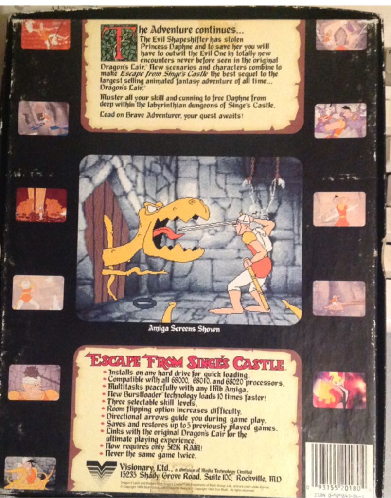 Dragons Lair - Commodore Amiga (Data East - 1) video game collectible [Barcode 093155201804] - Main Image 2