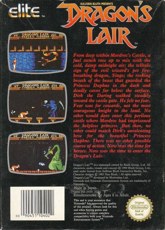 Dragons Lair - Nintendo Entertainment System (NES) video game collectible - Main Image 2