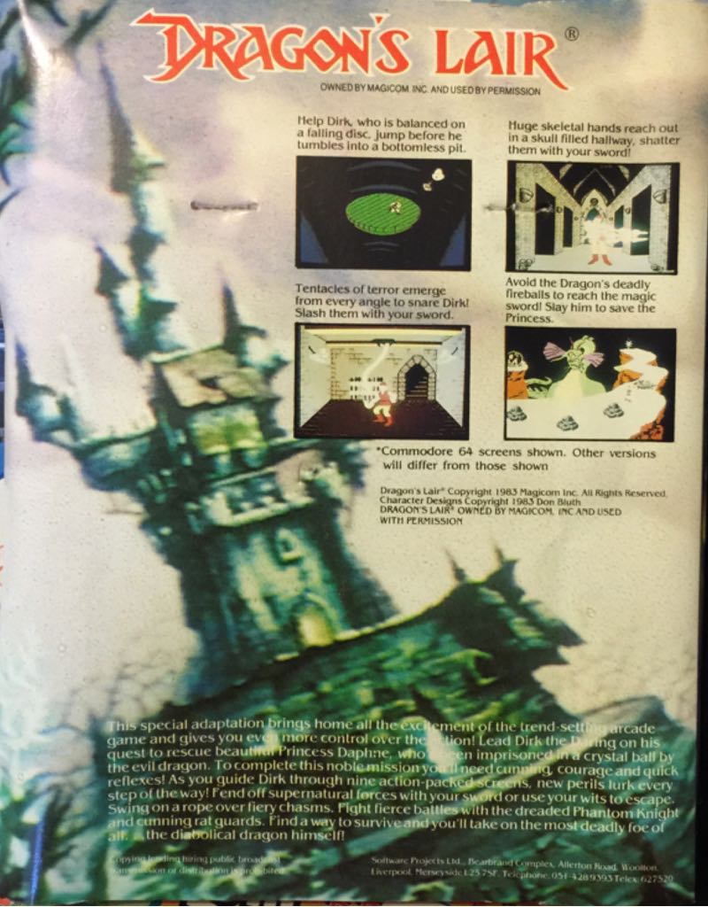 Dragons Lair - Commodore 64 (Sofware Project - 1) video game collectible - Main Image 2