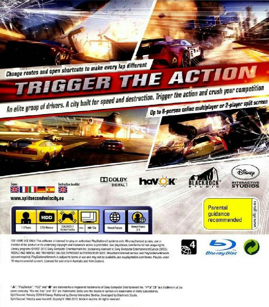 Split Second - Sony PlayStation 3 (PS3) (Disney - 2) video game collectible [Barcode 712725019099] - Main Image 2