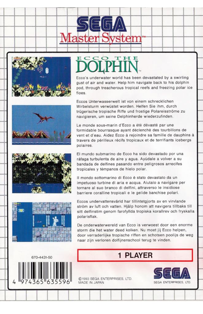 Ecco the Dolphin - Sega Master System (Sega - 1) video game collectible - Main Image 2