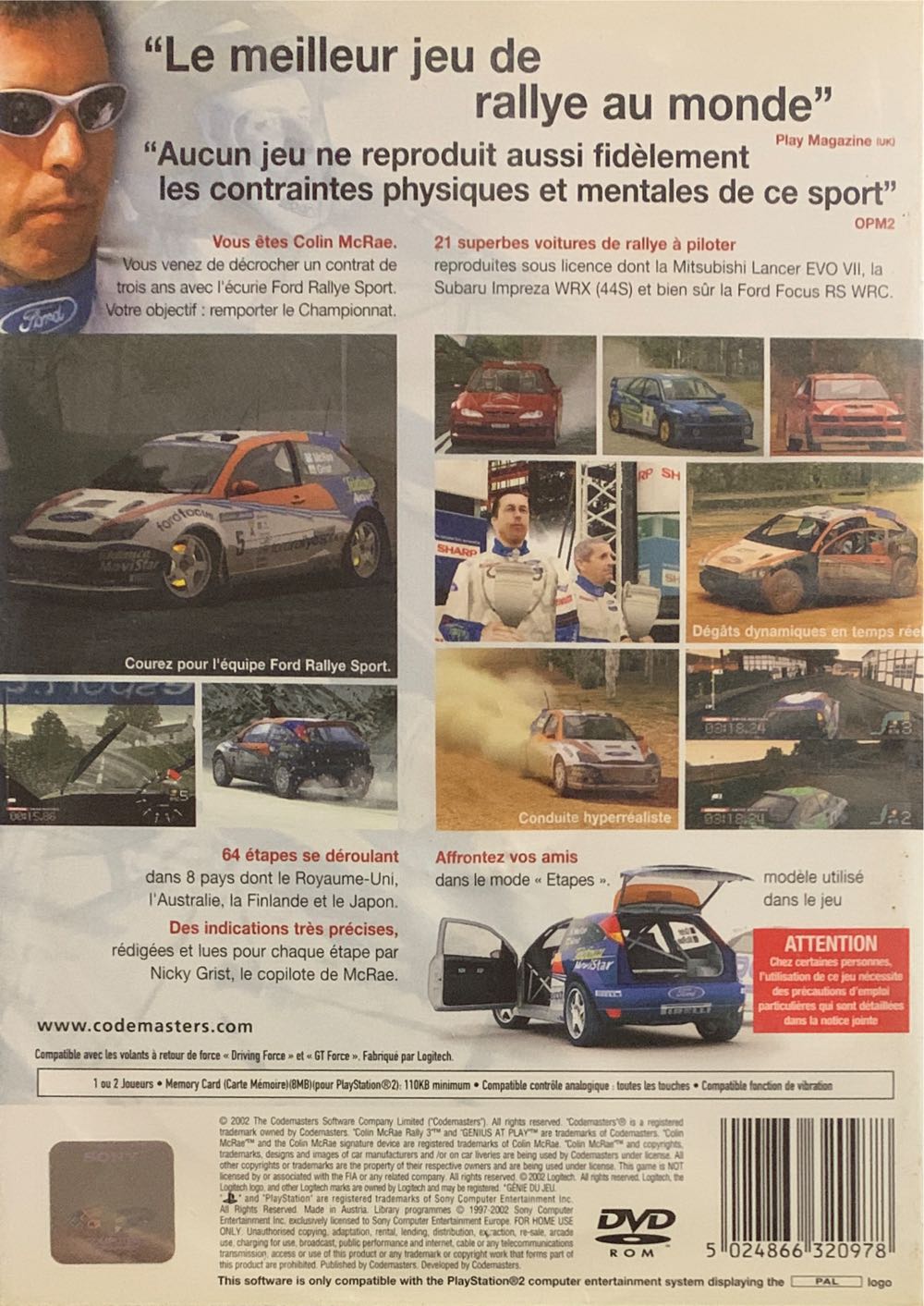 Colin McRae Rally 3 - Sony PlayStation 2 (PS2) (Codemasters - 1-2) video game collectible [Barcode 5024866320978] - Main Image 2