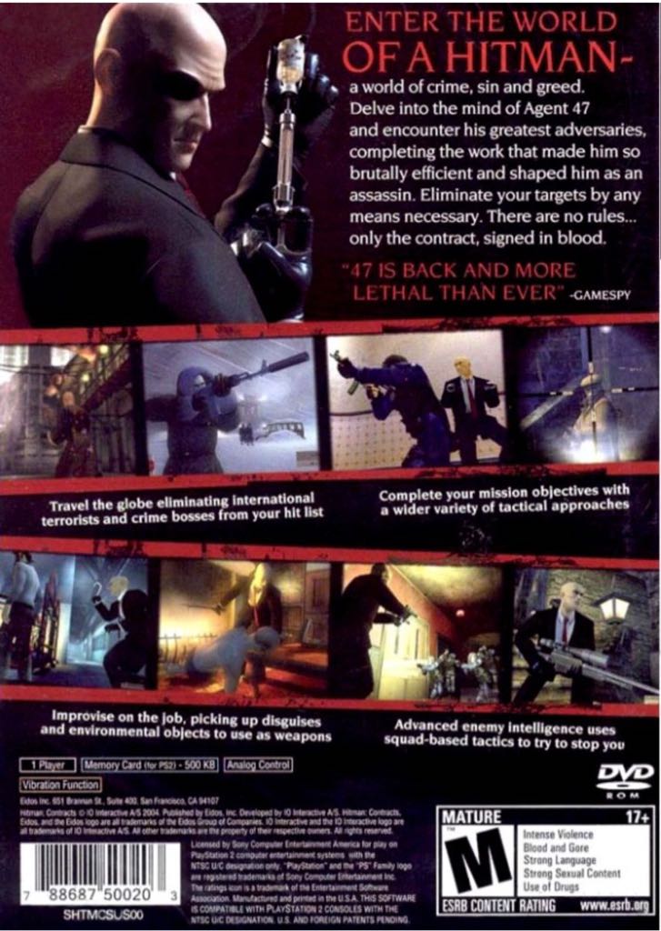 Hitman: Contracts - Sony PlayStation 2 (PS2) (Eidos Interactive - 1) video game collectible [Barcode 788687500203] - Main Image 2
