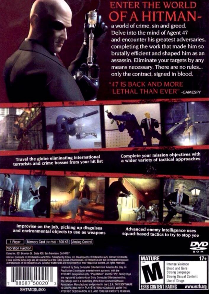 Hitman Contracts - Sony PlayStation 2 (PS2) (Eidos Interactive - 1) video game collectible [Barcode 788687500234] - Main Image 2