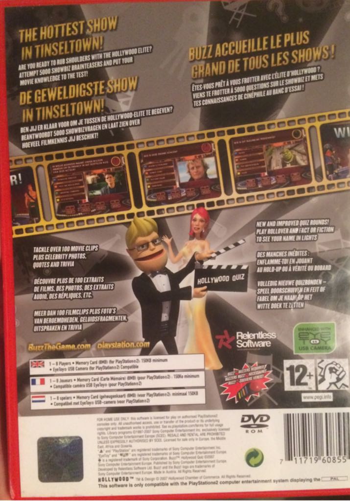 Buzz Hollywood Quiz - Sony PlayStation 2 (PS2) video game collectible [Barcode 711719608554] - Main Image 2