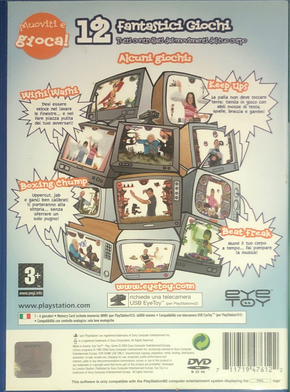 Eye Toy: Play - Sony PlayStation 2 (PS2) (Sony Computer Enertainment - 1-4) video game collectible [Barcode 711719476122] - Main Image 2