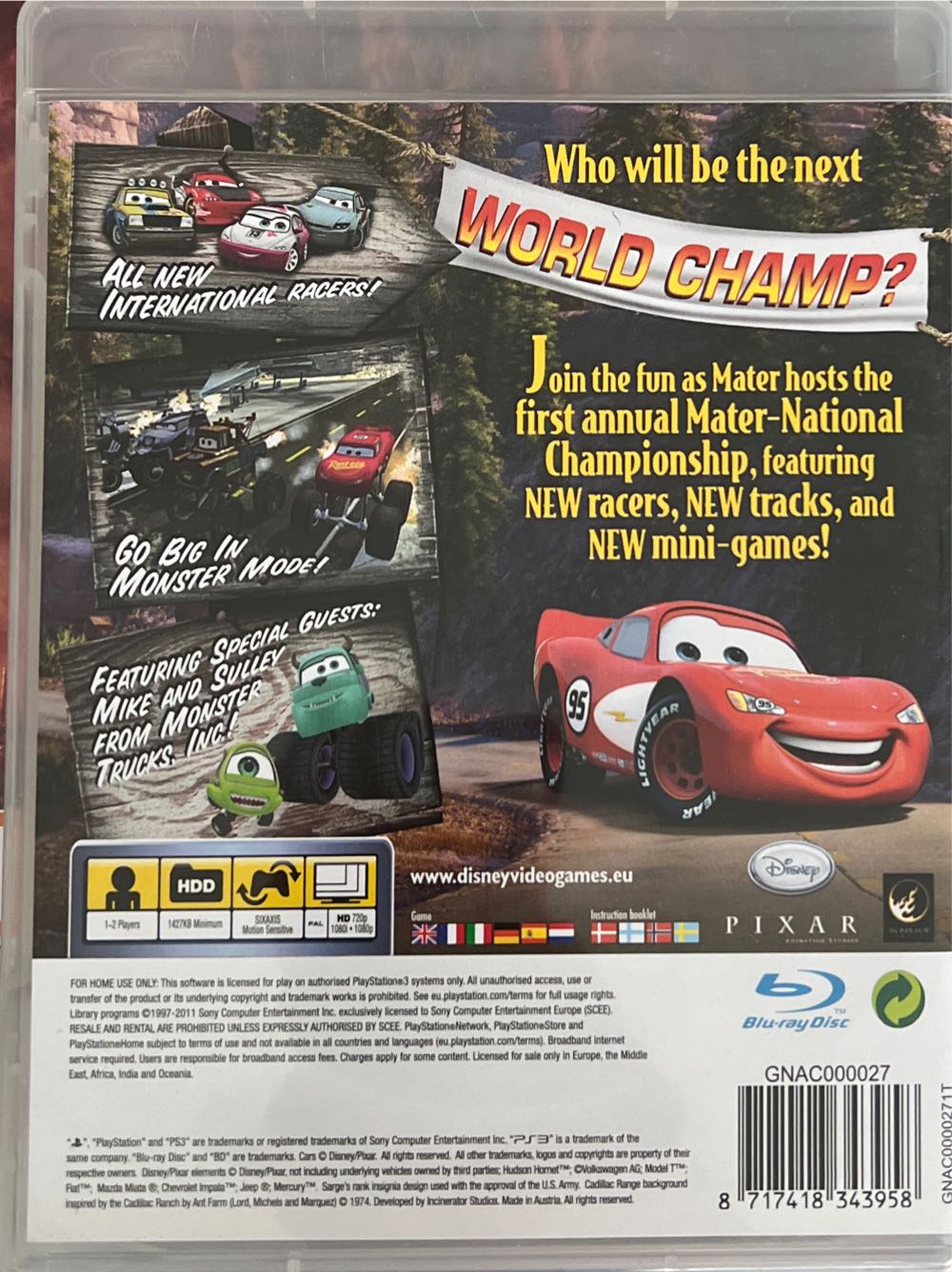 Cars Mater-National Championship  - Sony PlayStation 3 (PS3) (THQ - 1-2) video game collectible [Barcode 752919493298] - Main Image 2