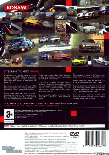 Enthusia Professional Racing - Sony PlayStation 2 (PS2) (Konami - 1-2) video game collectible [Barcode 083717201212] - Main Image 2