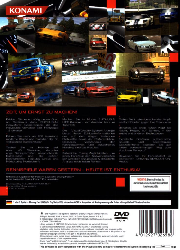 Enthusia Professional Racing - Sony PlayStation 2 (PS2) (Konami - 1-2) video game collectible [Barcode 4012927026571] - Main Image 2