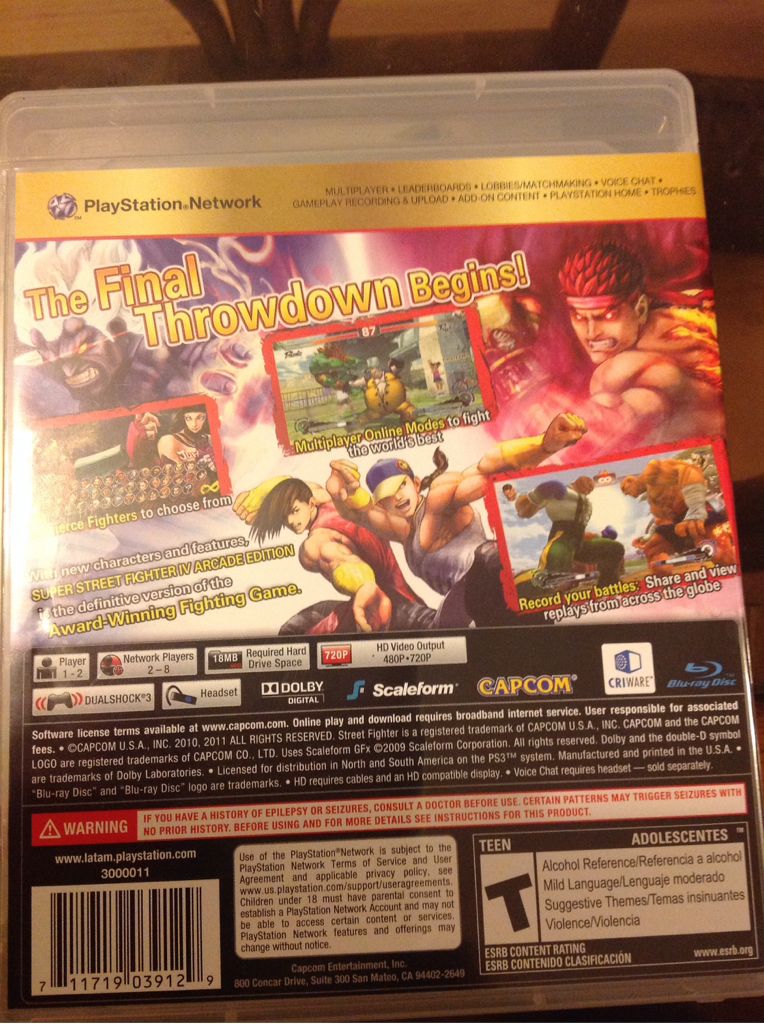 Super Street Fighter 4 - Sony PlayStation 3 (PS3) video game collectible [Barcode 711719039129] - Main Image 2