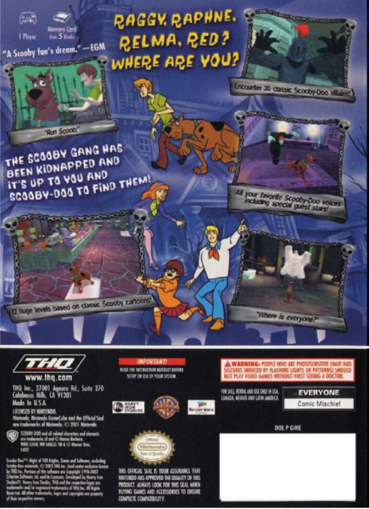 Scooby Doo Night Of 100 Frights - Nintendo GameCube (WB Game - 1 Players) video game collectible [Barcode 4005209039772] - Main Image 2