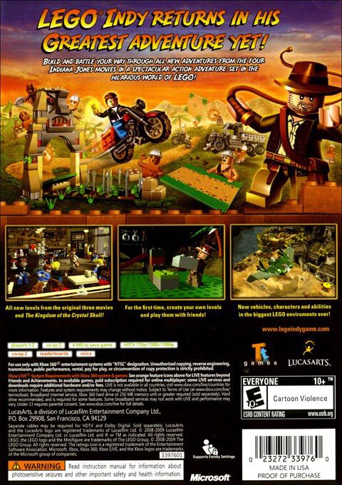 LEGO Indiana Jones 2: The Adventure Continues - Microsoft Xbox 360 (LucasArts - 1-2) video game collectible [Barcode 023272008567] - Main Image 2
