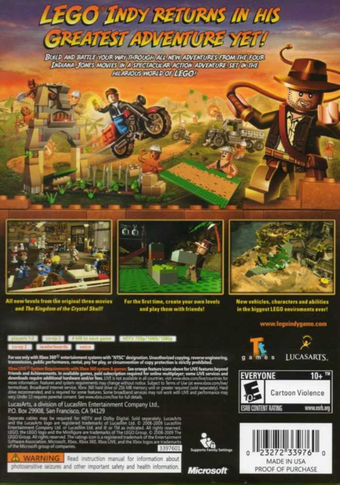 LEGO Indiana Jones 2: The Adventure Continues - Microsoft Xbox 360 (Lucasfilm Games/TT Games/The LEGO Group - 1-2) video game collectible - Main Image 2