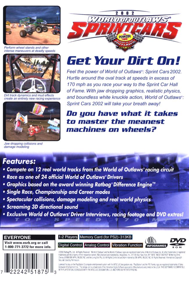 World Of Outlaws Sprint Cars - Sony PlayStation 2 (PS2) (Ignition - 1-2) video game collectible [Barcode 5060050941628] - Main Image 2