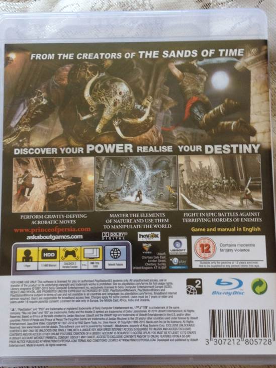 Prince of Persia: The Forgotten Sands - Sony PlayStation 3 (PS3) (Ubisoft - 1) video game collectible [Barcode 3307212805728] - Main Image 2