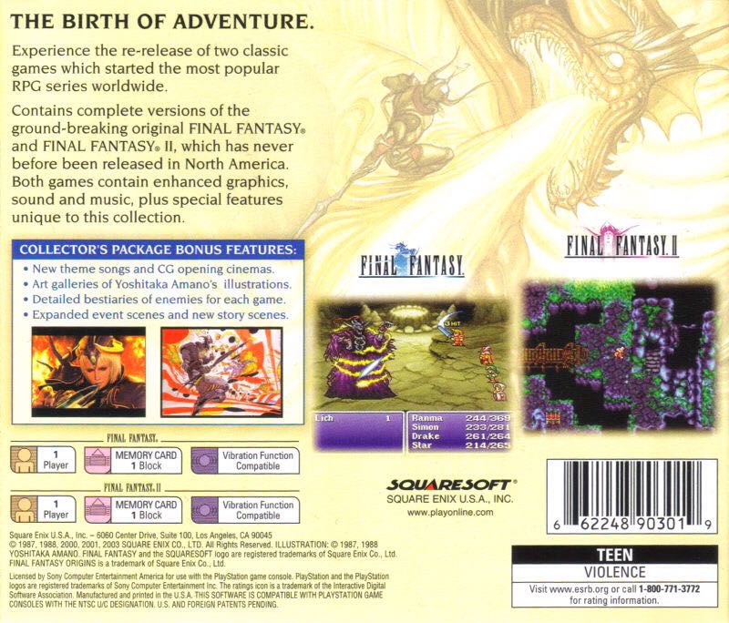Final Fantasy Origins - Sony PlayStation (Square Enix - 1) video game collectible [Barcode 662248903026] - Main Image 2