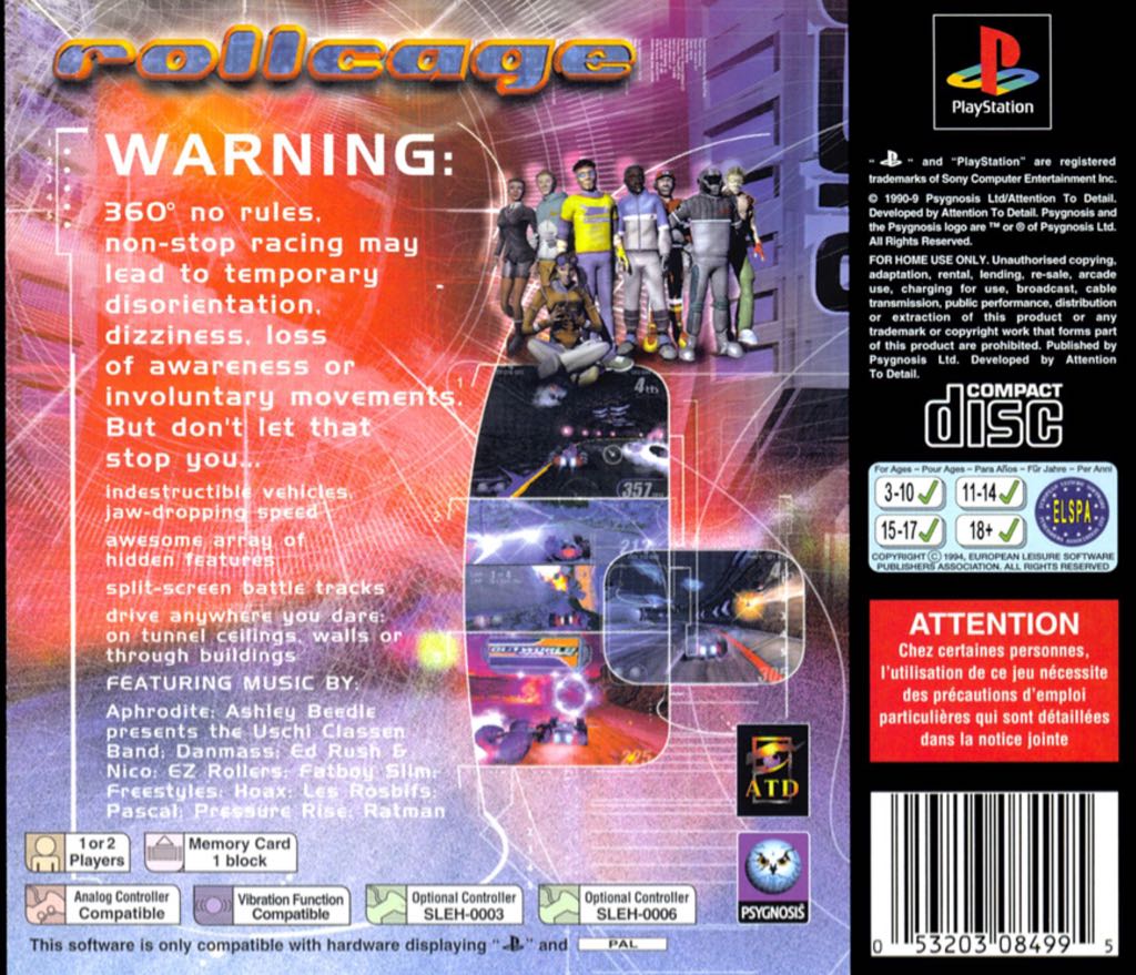 Rollcage - Sony PlayStation (Psygnosis - 1-2) video game collectible [Barcode 053203085091] - Main Image 2