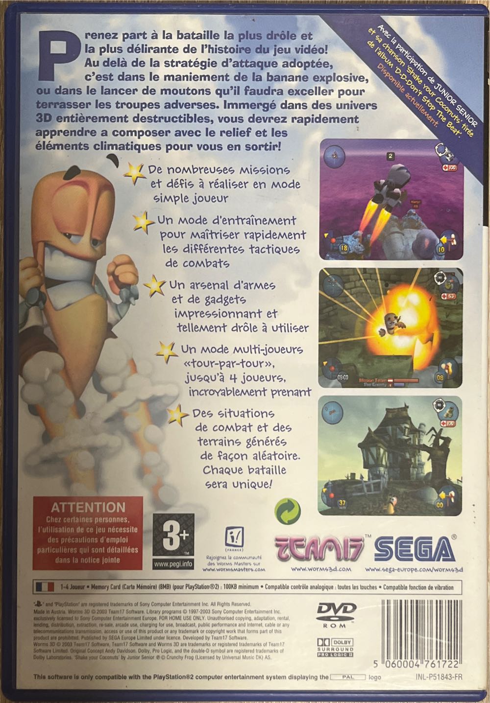 Worms 3D - Sony PlayStation 2 (PS2) (1-4) video game collectible [Barcode 5060004761722] - Main Image 2