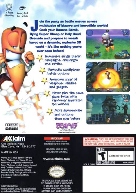 Worms 3D - Nintendo GameCube (Sega - Up to 4 Players) video game collectible [Barcode 5060004761814] - Main Image 2