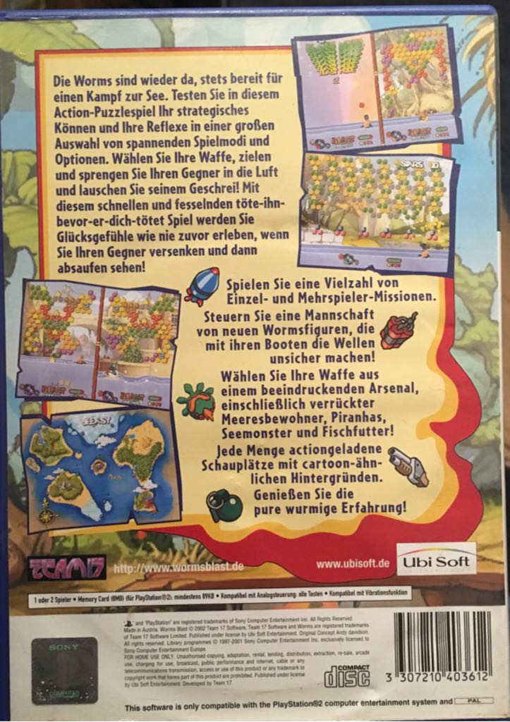 Worms Blast - Sony PlayStation 2 (PS2) video game collectible [Barcode 3307210403612] - Main Image 2