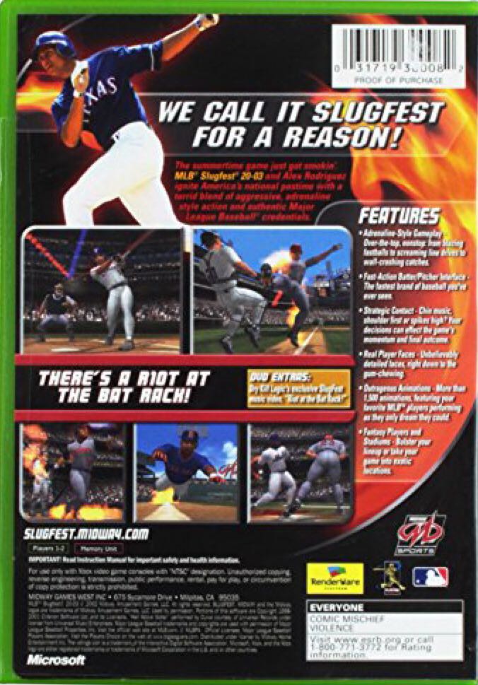 MLB SlugFest 2003 - Microsoft Xbox (Midway Sports - 1-2) video game collectible [Barcode 031719300082] - Main Image 2