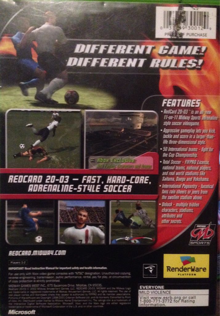 RedCard 2003 - Sony PlayStation 2 (PS2) (Midway - 2) video game collectible [Barcode 031719268689] - Main Image 2