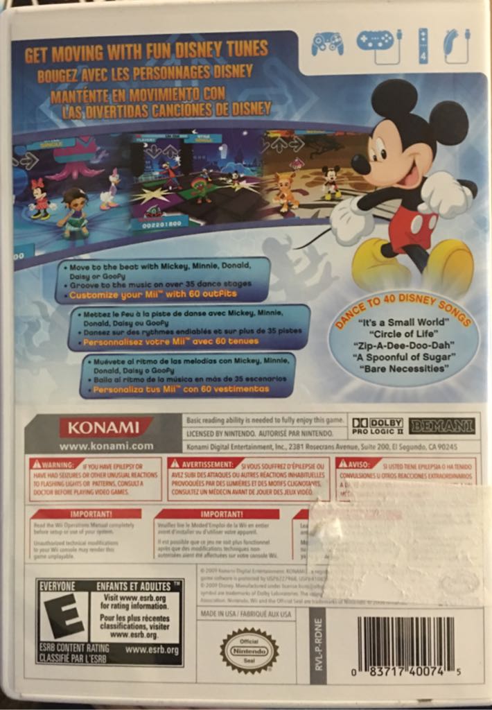 Dance Dance Revolution Disney Grooves - Nintendo Wii (Konami - 2) video game collectible [Barcode 083717400745] - Main Image 2