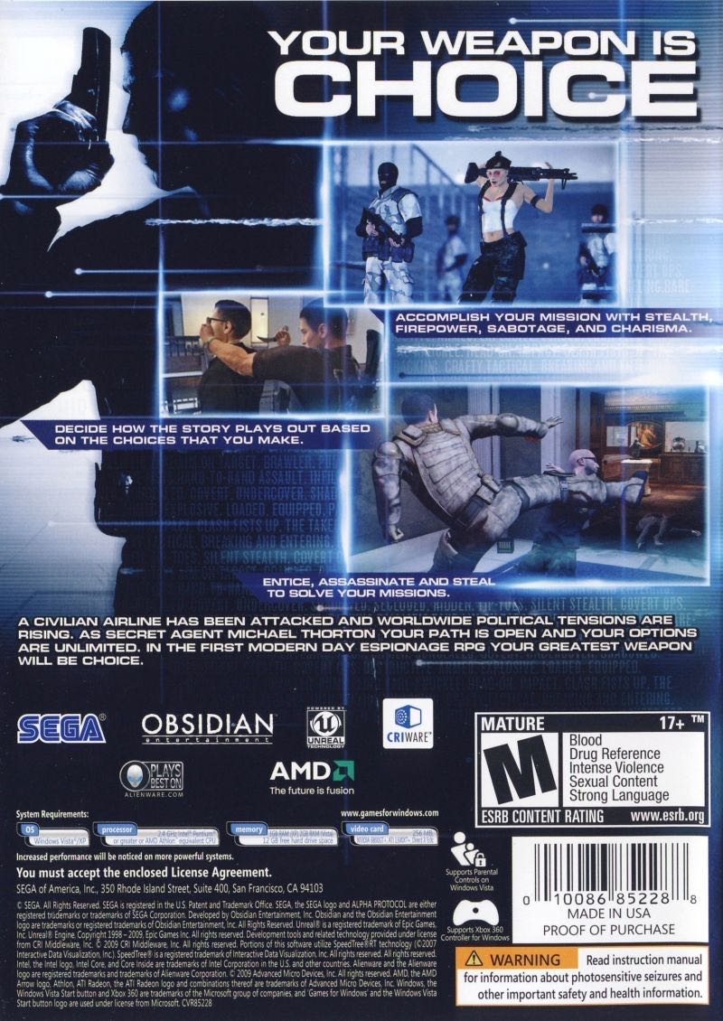 Alpha Protocol - Sony PlayStation 3 (PS3) (Sega - 1) video game collectible [Barcode 5055277001460] - Main Image 2