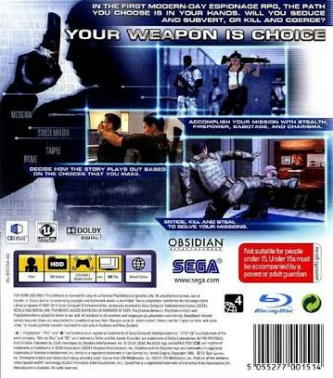 Alpha Protocol - Sony PlayStation 3 (PS3) (Sega - 1) video game collectible [Barcode 5055277001514] - Main Image 2