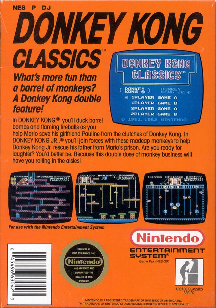 Donkey Kong Classics - Nintendo Entertainment System (NES) (1981, Nintendo - 1) video game collectible - Main Image 2