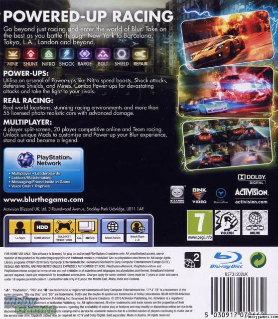 Blur - Sony PlayStation 3 (PS3) (EA - 4) video game collectible [Barcode 03824870] - Main Image 2