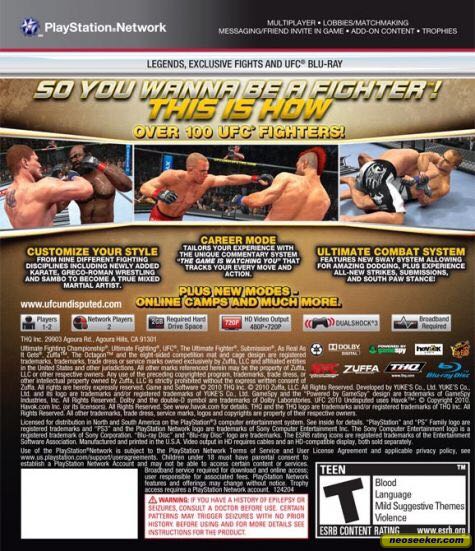 UFC Undisputed 2010 - Sony PlayStation 3 (PS3) (THQ) video game collectible [Barcode 4005209134682] - Main Image 2