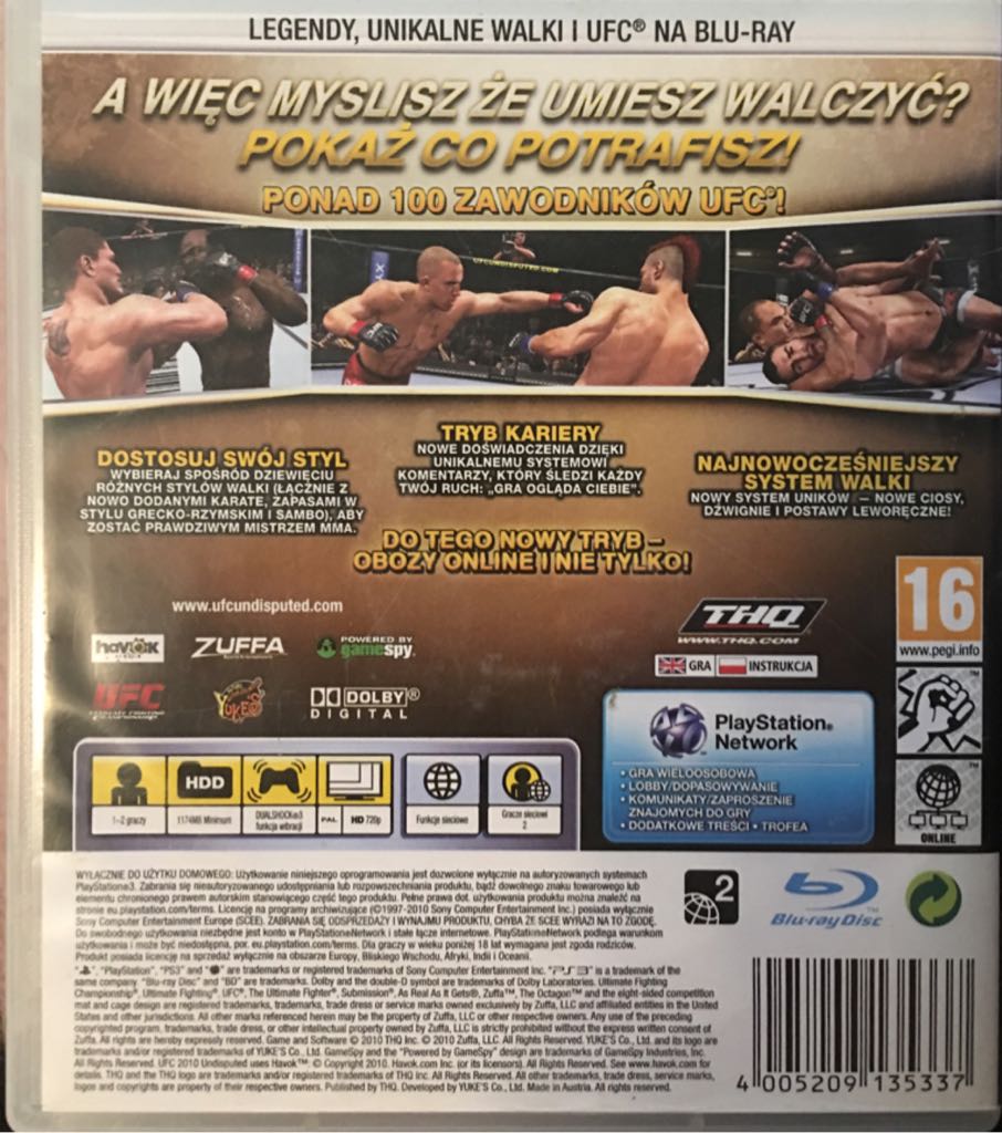 UFC Undisputed 2010 - Sony PlayStation 3 (PS3) video game collectible [Barcode 4005209135337] - Main Image 2