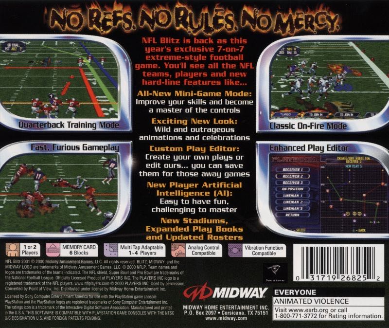 NFL Blitz 2001 - Sony PlayStation (Midway - 4) video game collectible [Barcode 031719268252] - Main Image 2
