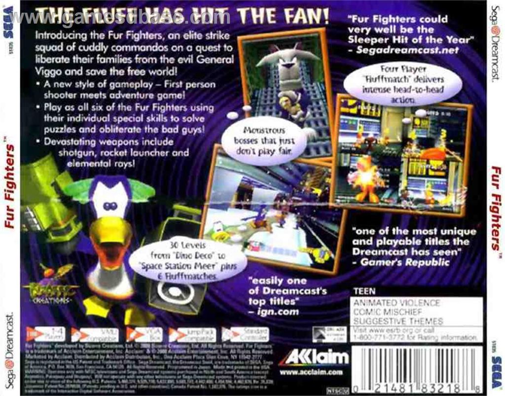 Fur Fighters - Sega Dreamcast (Acclaim Entertainment - 4) video game collectible [Barcode 3455198321814] - Main Image 2