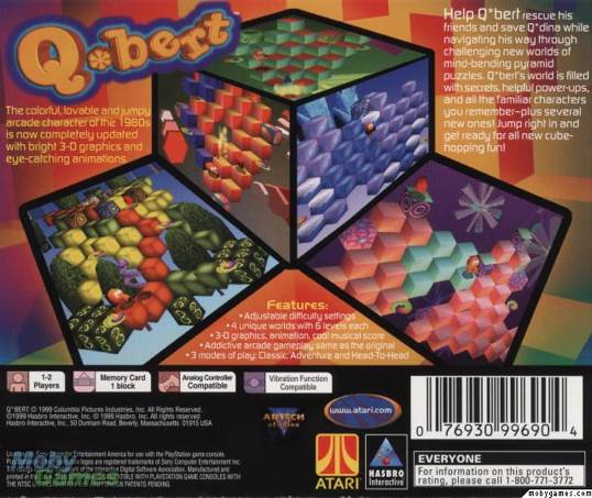Q*bert - Sony PlayStation (Atari & Hasbro Interactive - 1) video game collectible [Barcode 076930996904] - Main Image 2