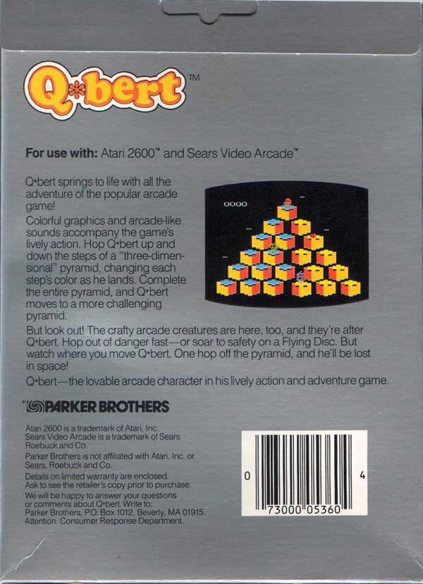 Q*bert - Atari 2600 (Parker Brothers - 2) video game collectible - Main Image 2