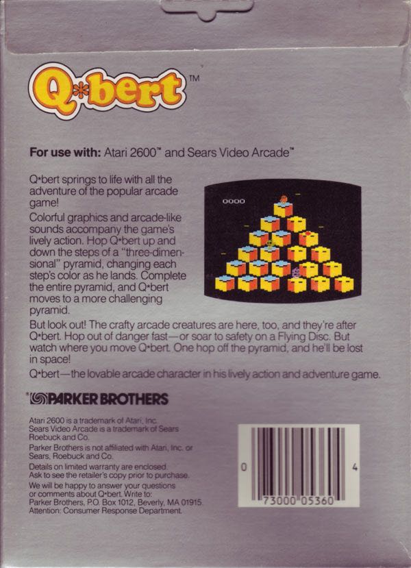 Q*bert - Atari 5200 (Parker Brothers) video game collectible - Main Image 2