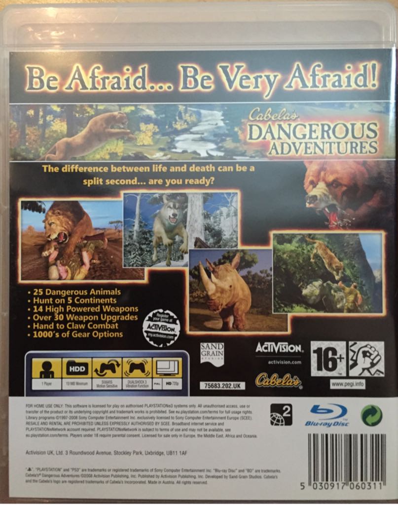 Cabelas Dangerous Adventures - Sony PlayStation 3 (PS3) (Activision) video game collectible [Barcode 5030917060311] - Main Image 2