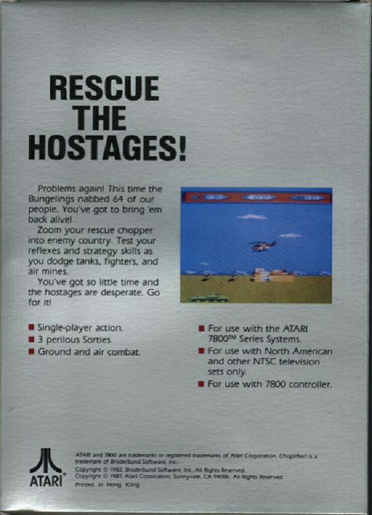 Choplifter - Atari 7800 video game collectible - Main Image 2