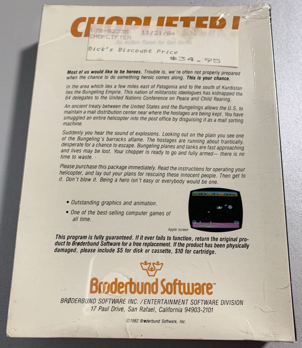 Choplifter - Commodore 64 (Broderbrund Software) video game collectible - Main Image 3
