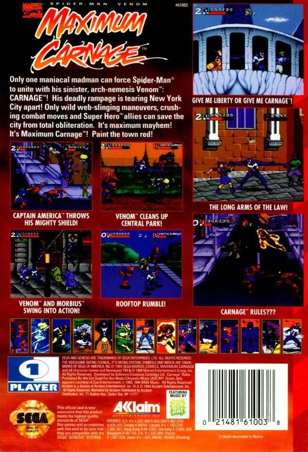 Maximum Carnage - Sega Genesis (Mega Drive) video game collectible - Main Image 2
