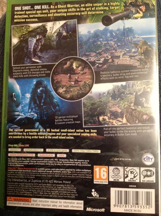 Sniper Ghost Warrior Classics - Microsoft Xbox 360 (City Interactive - 1) video game collectible [Barcode 5907813593352] - Main Image 2