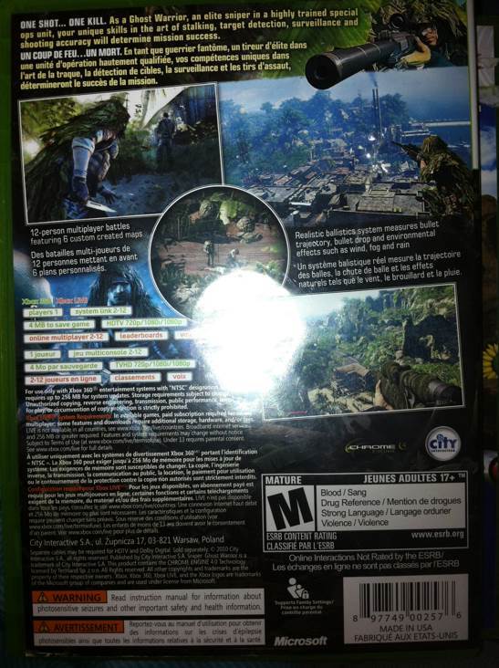 Sniper Ghost Warrior - Microsoft Xbox 360 video game collectible - Main Image 2