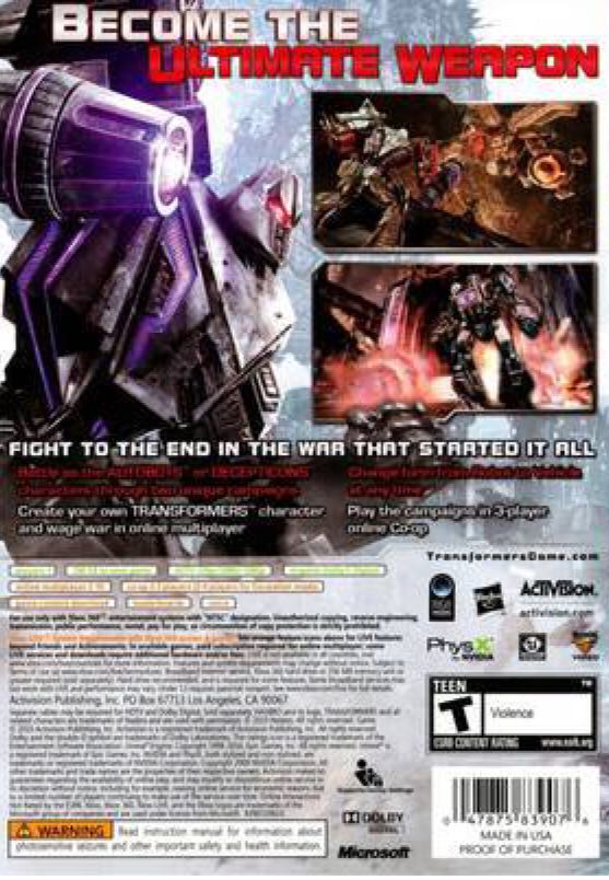 Transformers: War For Cybertron - Microsoft Xbox 360 (Activision Blizzard - 1) video game collectible [Barcode 5030917082306] - Main Image 2