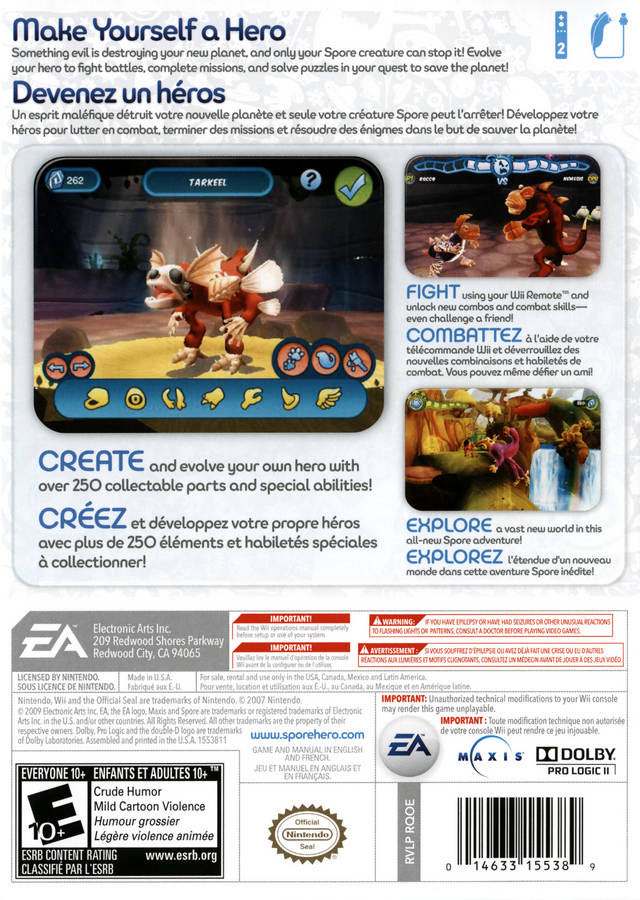 Spore Hero - Nintendo Wii (Electronic Arts - 2) video game collectible [Barcode 5030941075220] - Main Image 2