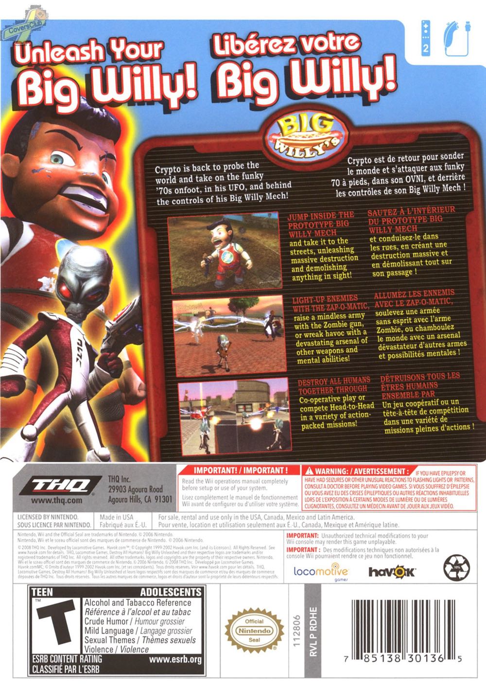 Destroy All Humans! Big Willy Unleashed - Nintendo Wii (Nintendo - 2) video game collectible [Barcode 005209104197] - Main Image 2