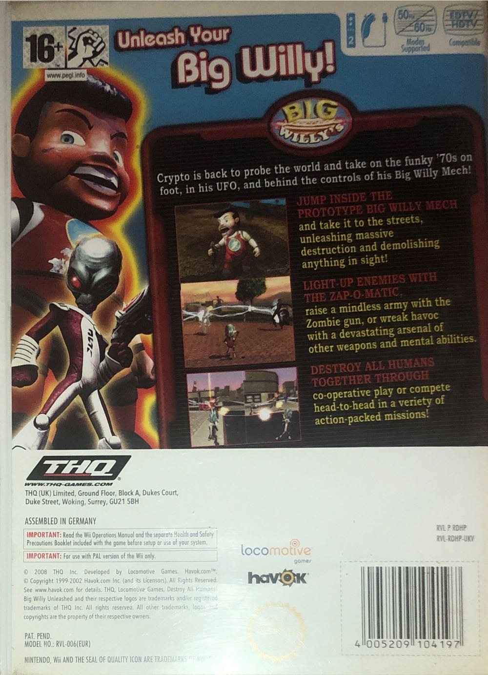 Destroy All Humans! Big Willy Unleashed - Nintendo Wii (THQ - 2) video game collectible [Barcode 4005209104197] - Main Image 2