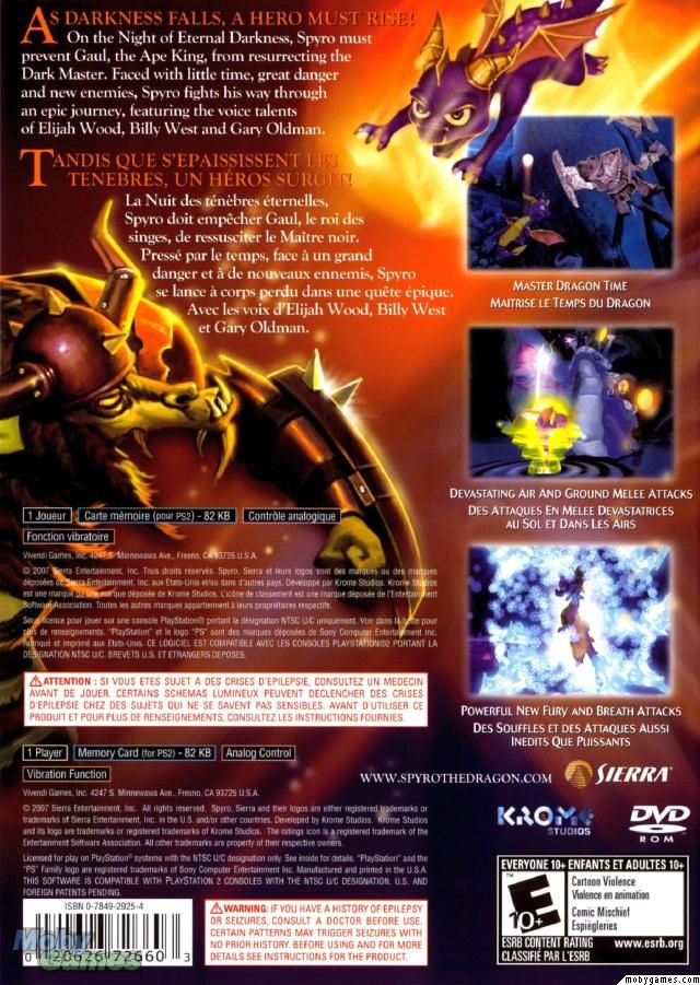 Legend Of Spyro: The Eternal Night, The - Sony PlayStation 2 (PS2) (Sierra - 1) video game collectible - Main Image 2